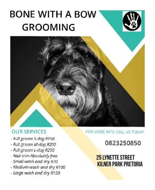 Bone with a bow dog grooming parlour logo